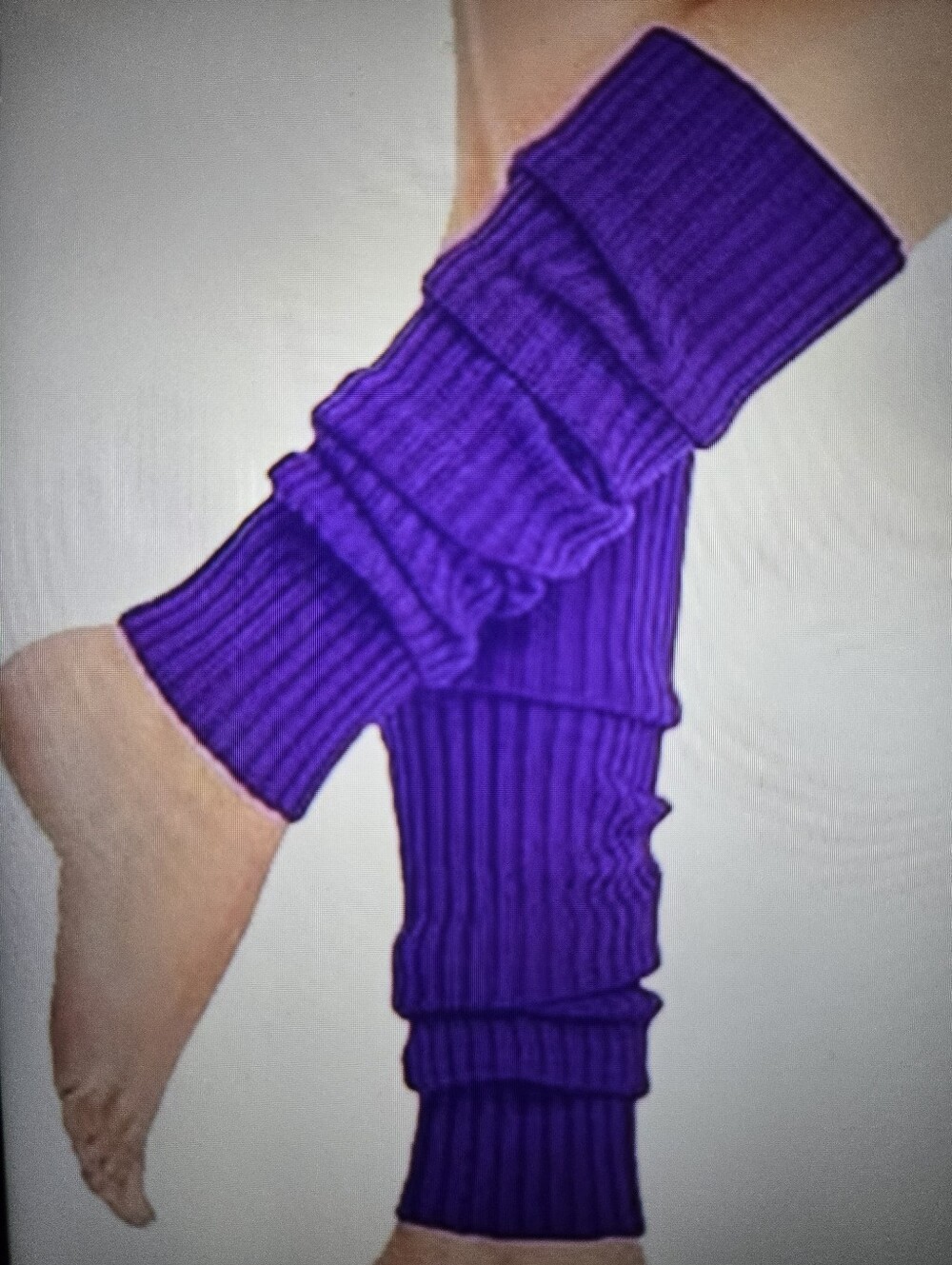 Leg Warmers Purple Ribbed Knit Medium Weight